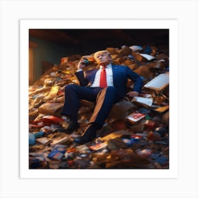 Trump In A Pile Of Trash Art Print