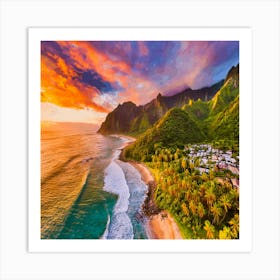 Sunset At Kauai Art Print