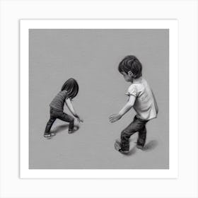 Two Children Playing Art Print