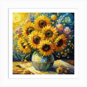 Sunflowers In A Vase 4 Art Print