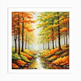 Forest In Autumn In Minimalist Style Square Composition 176 Art Print