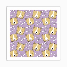 Corgi Dog Bone Pattern Art Print