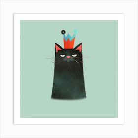 Black Cat With Crown 1 Art Print