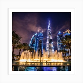 Burj Khalifa At Night  Art Print