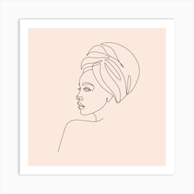 Woman In Towel Line Art Art Print