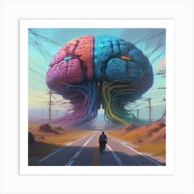 Brain On The Road Art Print