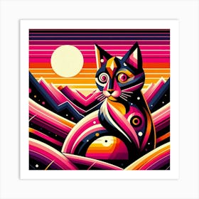 Nibbles Low Poly Cat Art Print