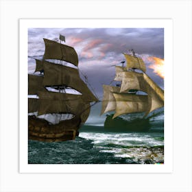 Pirate Ship Battle Art Print