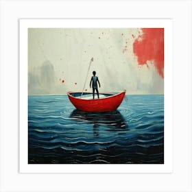 Firefly Boat, Hand Drawn, Brush, Visual Reference, Sea, Artificial Intelligence, Waves, Dream Curtai (3) Art Print