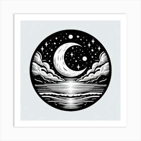 Moon And Stars 6 Art Print