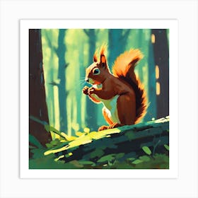 Squirrel In The Woods 33 Art Print