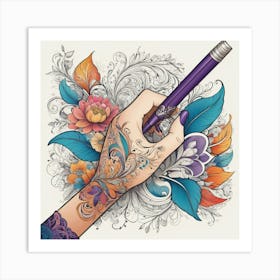 Default A Stunning Vector Design Of A Hand Holding A Pen And D 1 Art Print