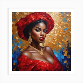 African Woman In Red Art Print