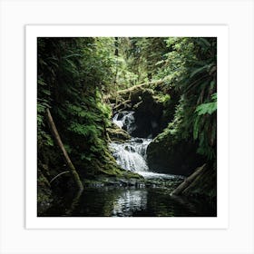 Rainforest Waterfall Square Art Print
