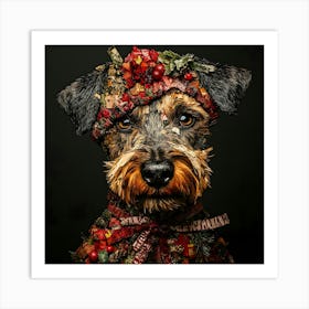 Christmas Airedale 8 Art Print