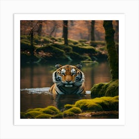 Tiger In The Water Art Print