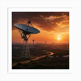 Satellite Dish At Sunset Art Print