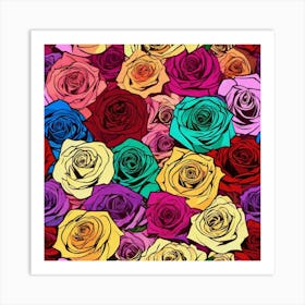 Roses Seamless Pattern 7 Art Print