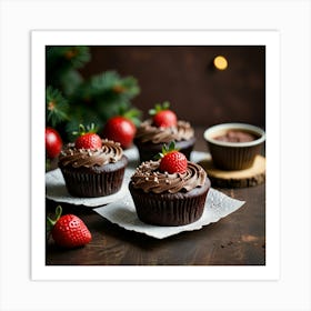 Leonardo Lightning Xl Christmas Dessert With Chocolate And Str 1 Art Print