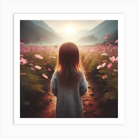 Little Girl In A Field Of Flowers 1 Art Print