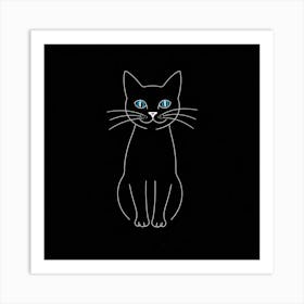 Black Cat With Blue Eyes Art Print