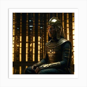 Default Ancient Astronaut Pharaoh Meditating Nemes Helmet Refl 0 1 Art Print