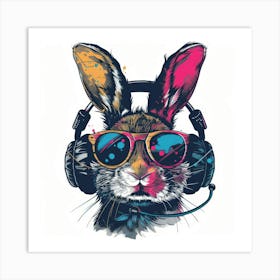 Rabbit With Headphones 3 Art Print