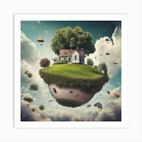 Surreal Landscape Where Gravity Does Not Apply Art Print