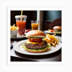 Hamburger And Fries 19 Art Print