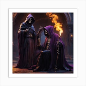 Two Skeletons Art Print