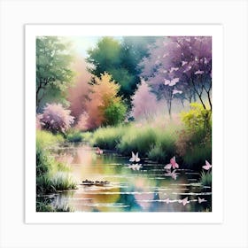 Butterflies In The Water Art Print