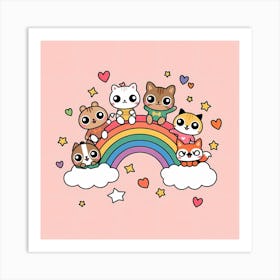 Rainbow Cats Art Print