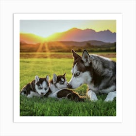 Husky Puppies Art Print