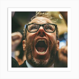 Man Shouting At Crowd Art Print