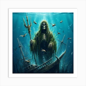 Skeleton In The Water Art Print