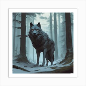 Wolf In The Woods 54 Art Print