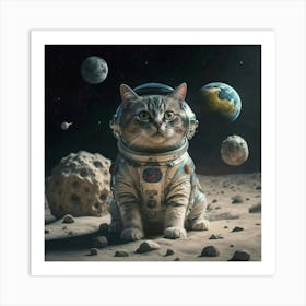 The Big Leap: A space cat takes a big step into the unknown. Art Print