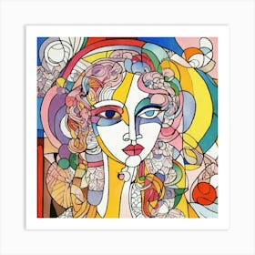 Folk Abstract Face Illustration Art Print