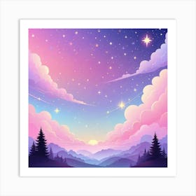 Sky With Twinkling Stars In Pastel Colors Square Composition 241 Art Print