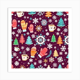 Colorful Winter Pattern Art Print