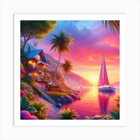 Sunset At The Beach 2 Art Print