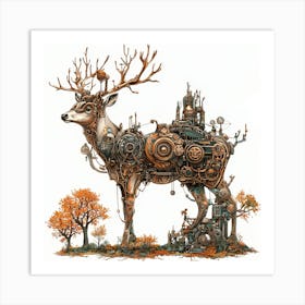 Steampunk Deer 1 Art Print