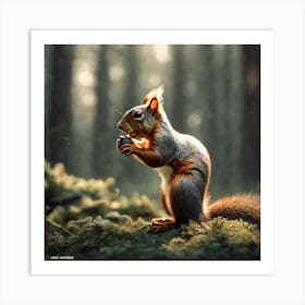 Squirrel In Forest Haze Ultra Detailed Film Photography Light Leaks Larry Bud Melman Trending (12) Art Print