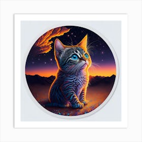 Cat Colored Sky (87) Art Print