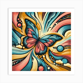 Colourful Ornate Butterfly Abstract VI Art Print