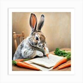 Rabbit Writing 8 Art Print