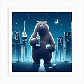 Bear In The City 2 Art Print