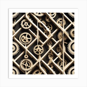 3d Background With Gears Art Print