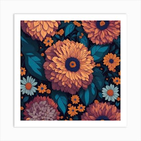 Floral Seamless Pattern 4 Art Print