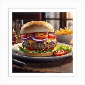 Hamburger On A Plate 198 Art Print